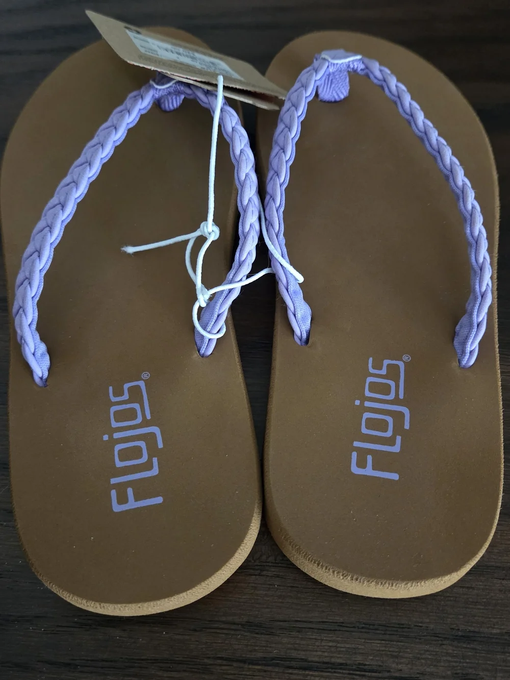 Young Girls Flojos Lavender Braided Strap Flip Flops